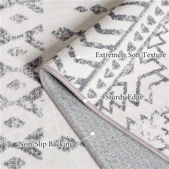 Area Rug Super Soft Ultra-Thin Moroccan Washable Rug, Anti-Slip Backing Rugs - Picture 3 of 7